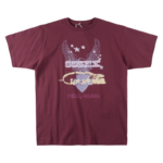 Maroon SP5DER Worldwide 5EX tee shirt featuring graphic eagle and star print details with Tema, Ghana text branding.