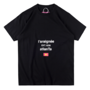 Black Sp5der L'Araignee Atlanta Graphic T-Shirt featuring a signature streetwear design and premium cotton material.