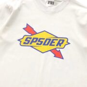 Sp5der The Spot Tee in white featuring a bold graphic logo print detail on premium cotton streetwear fabric.