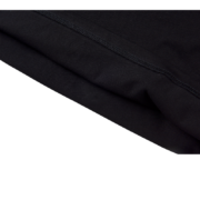 Close-up view of the premium cotton fabric texture and reinforced stitching details on the SP5DER Jeff Free black tee.