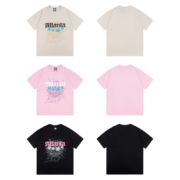 Sp5der Young Thug Atlanta graphic t-shirts in beige, pink, and black colors for streetwear fans and music lovers.