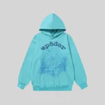 Sp5der OG Web V2 Spray Hoodie 'Light Blue' front view