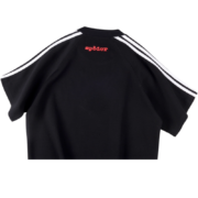 Back view of the Black 5EX Top Sp5der featuring a sleek minimalist design with white shoulder stripes and red logo.