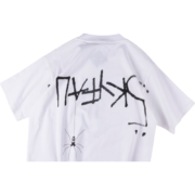 Back view of the white Travis Scott Cactus Jack x Sp5der Days Before Rodeo graphic t-shirt with spider artwork.