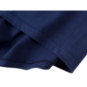 Close-up view of the high-quality navy blue hem detail on the authentic Sp5der 5 Baby Tee streetwear t-shirt.