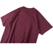 Back view of the maroon SP5DER WORLDWIDE 5EX tee shirt, showcasing the premium cotton construction and streetwear design.