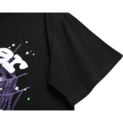 Black Sp5der streetwear t-shirt featuring an iconic spider web graphic and bold logo inscription for a unique look.