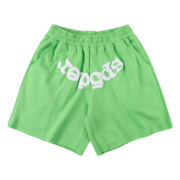 Sp5der OG Web Logo sweat shorts in green, featuring a relaxed fit and premium comfortable fleece fabric for casual wear.