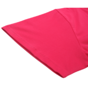 Close-up view of the sleeve detail on the vibrant pink Sp5der Web Print T-shirt made from soft breathable cotton