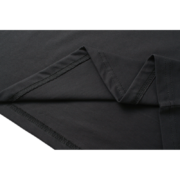 Close up of the premium cotton fabric texture and reinforced stitching on the dark grey Sp5der 555 Young Thug T-shirt.