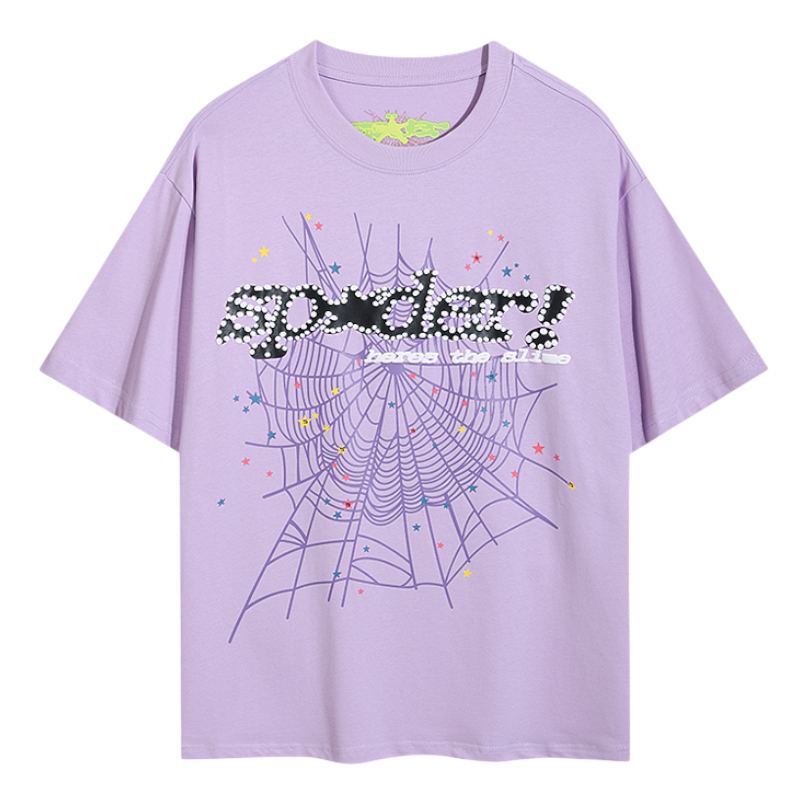 Purple Sp5der Summer Sports T-shirt featuring a stylish spider web graphic for peak performance and athletic style.