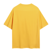 Back view of the vibrant SP5DER yellow web print t-shirt featuring comfortable premium cotton construction.