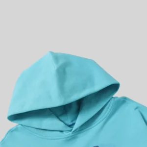 Sp5der OG Web V2 Spray Hoodie 'Light Blue' close up