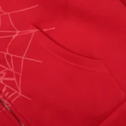 Sp5der Atlanta Zip Up Hoodie 'red' close up