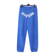 Royal blue Sp5der Websuit sweatpants with white logo branding on the front, designed for a comfortable streetwear fit.