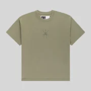 Sp5der TM Tee in green with front graphic print, crafted from premium 6.5 oz cotton for a classic streetwear fit.
