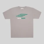Front view of the Sp5der Pro LW Grey graphic tee, featuring the signature green and white chest logo on 100% cotton.