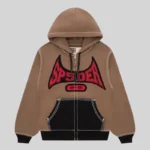 Sp5der T&F Zip Hoodie 'Brown' front view
