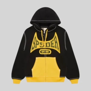 Sp5der T&F Zip Hoodie 'Black' front view