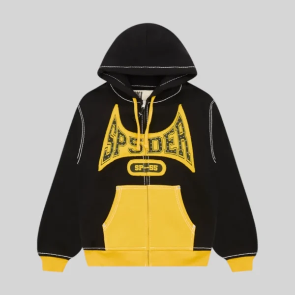 Sp5der T&F Zip Hoodie 'Black' front view
