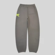 Back view of the premium Sp5der 5Ex Sweatpants in Slate Grey featuring signature logo graphics and 13oz cotton fleece.