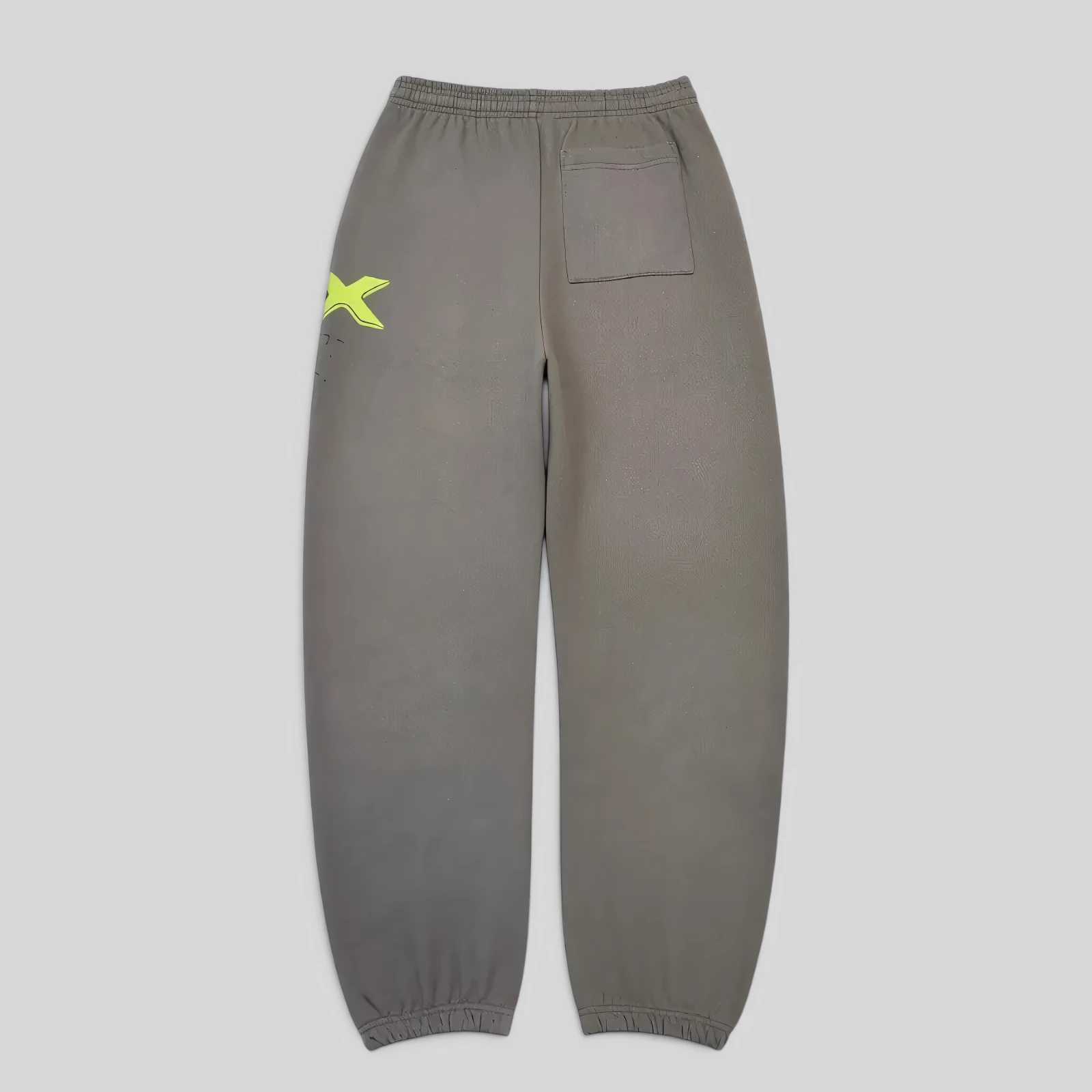 Back view of the premium Sp5der 5Ex Sweatpants in Slate Grey featuring signature logo graphics and 13oz cotton fleece.