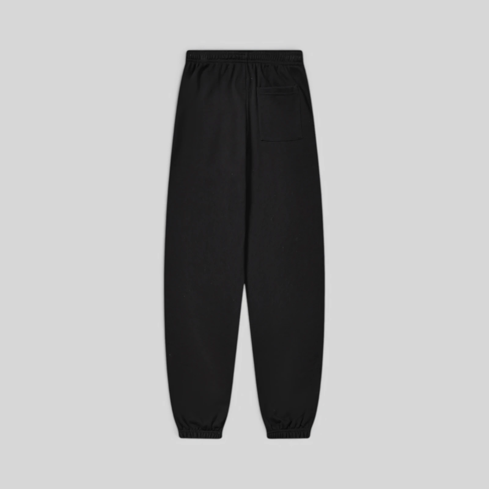 Back view of the premium Sp5der Angel Number Sweatpants in black, featuring 13oz cotton fleece and streetwear design.