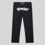 Front view of the Sp5der V3 Indigo Denim jeans featuring the signature Sp5der branding from the FW24 collection.