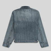 Back view of the Sp5der Denim Work Jacket in Light Blue Wash, featuring a heavyweight 13oz vintage denim construction.