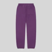 Back view of the Sp5der OG Web V2 Sweatpants in purple, featuring heavyweight 13oz cotton fleece streetwear design.