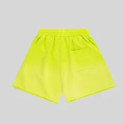 Back view of Sp5der OG Web V2 Gradient Sweatshorts in Acid Green made from 13oz heavy cotton brushed fleece fabric.