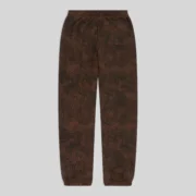 Back view of Sp5der T&F Tree Camo sweatpants in brown, featuring a 13oz cotton fleece construction and tapered fit.
