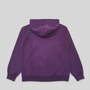Back view of the Sp5der Web Hoodie in purple, showcasing the heavyweight cotton fleece streetwear construction.